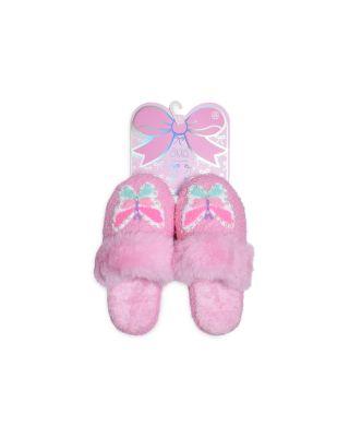 Girls' Butterfly Pearl Plush Slippers by OMG ACCESSORIES