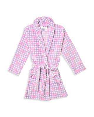 Girls' Gingham Bow Print Cozy Robe - Big Kid by OMG ACCESSORIES