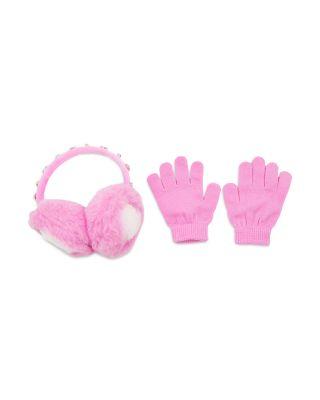 Girls' Heart Faux Fur Earmuffs & Gloves Set - Big Kid by OMG ACCESSORIES