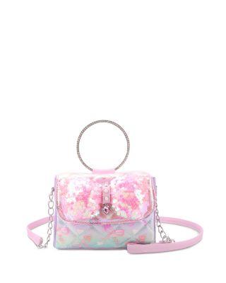 Girls' Sequin Bow Ring Top Handle Crossbody Bag by OMG ACCESSORIES