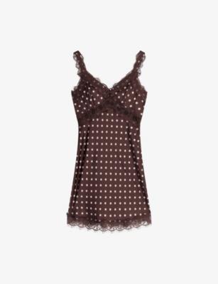 Allie Star-Print Lace-Trim Satin Mini Dress by OMNES