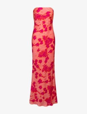 Amdra Printed Strapless Satin Maxi Dress by OMNES
