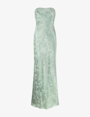 Amdra Strapless Jacquard Satin Maxi Dress by OMNES