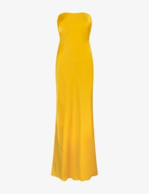 Amdra Strapless Satin Maxi Dress by OMNES