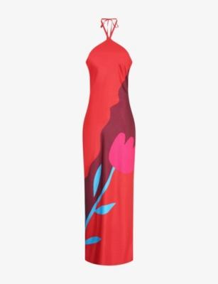 Andy Halterneck Satin Maxi Dress by OMNES