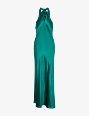 Arles Halterneck Satin Maxi Dress by OMNES