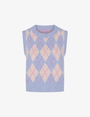 Bobbi argyle-patterned recycled-polyester blend vest by OMNES