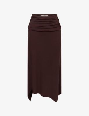 Cancun Asymmetric-Hem Stretch-Jersey Midi Skirt by OMNES