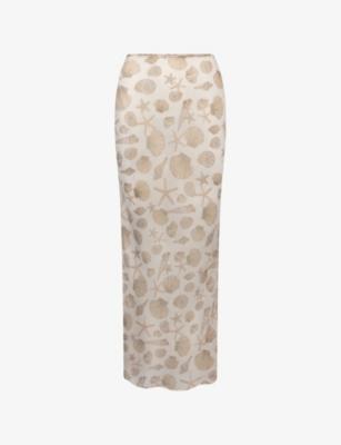 Cierra Shell-Print Chiffon Maxi Skirt by OMNES