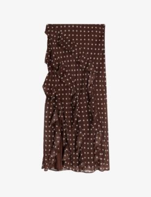 Darline Star-Print Satin Midi Skirt by OMNES