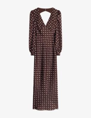 Francoise Star-Print Satin Maxi Dress by OMNES
