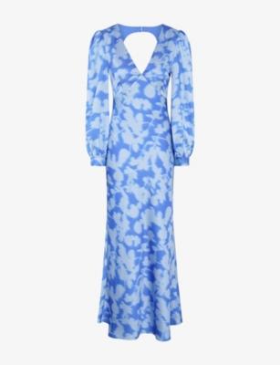 Francoise V-Neck Floral-Print Satin Maxi Dress by OMNES