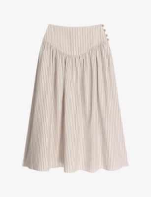 Lucille Flared Linen-Blend Midi Skirt by OMNES