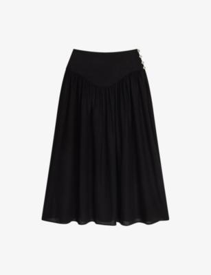 Lucille Flared Linen-Blend Midi Skirt by OMNES