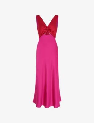 Maggy V-Neck Satin Midi Dress by OMNES