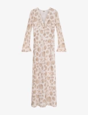 Marj Flute-Sleeve V-Neck Woven Maxi Dress by OMNES