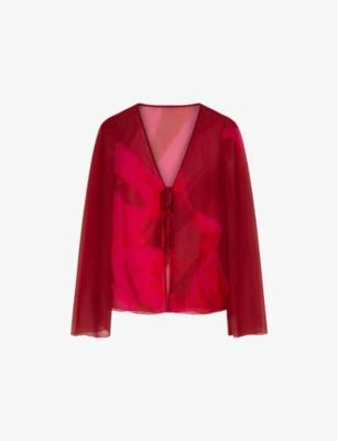 Marla Floral-Print Sheer-Chiffon Top by OMNES