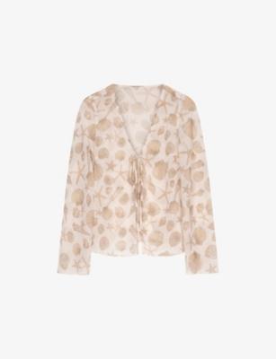 Marla Shell-Print Sheer-Chiffon Top by OMNES