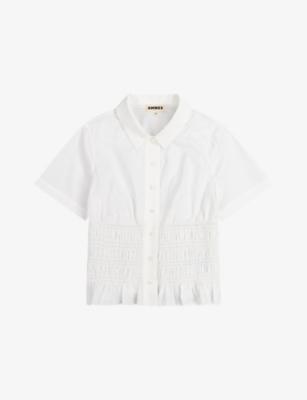 Merida Shirred-Panel Short-Sleeve Cotton Blouse by OMNES