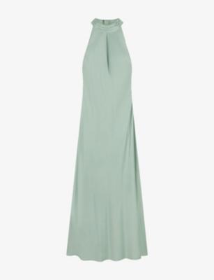 Milos High-Neck Satin Maxi Dress by OMNES