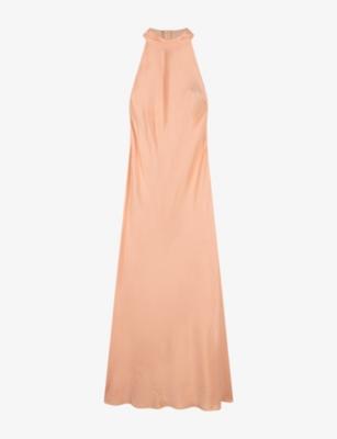 Milos High-Neck Satin Maxi Dress by OMNES