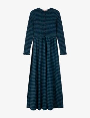 Mina Checked Cotton Maxi Dress by OMNES