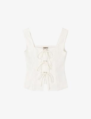 Oprah Tie-Front Linen-Blend Top by OMNES