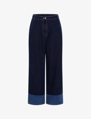 Portland Contrast wide-leg mid-rise denim jeans by OMNES