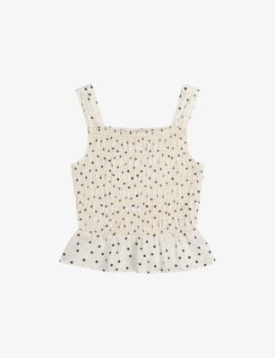Rain Polka-Dot Shirred Cotton Top by OMNES