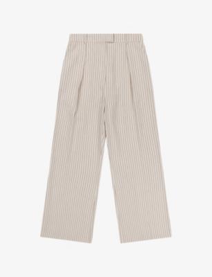 Striped Wide-Leg Linen-Blend Trousers by OMNES