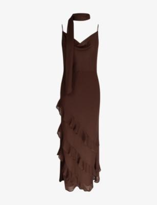 Taylor Open-Back Chiffon Midi Dress by OMNES