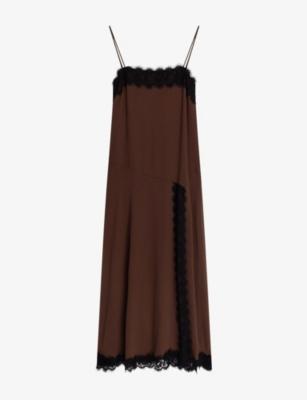 Thea Lace-Trim Satin Midi Dress by OMNES