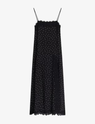 Thea Polka-Dot Satin Maxi Dress by OMNES