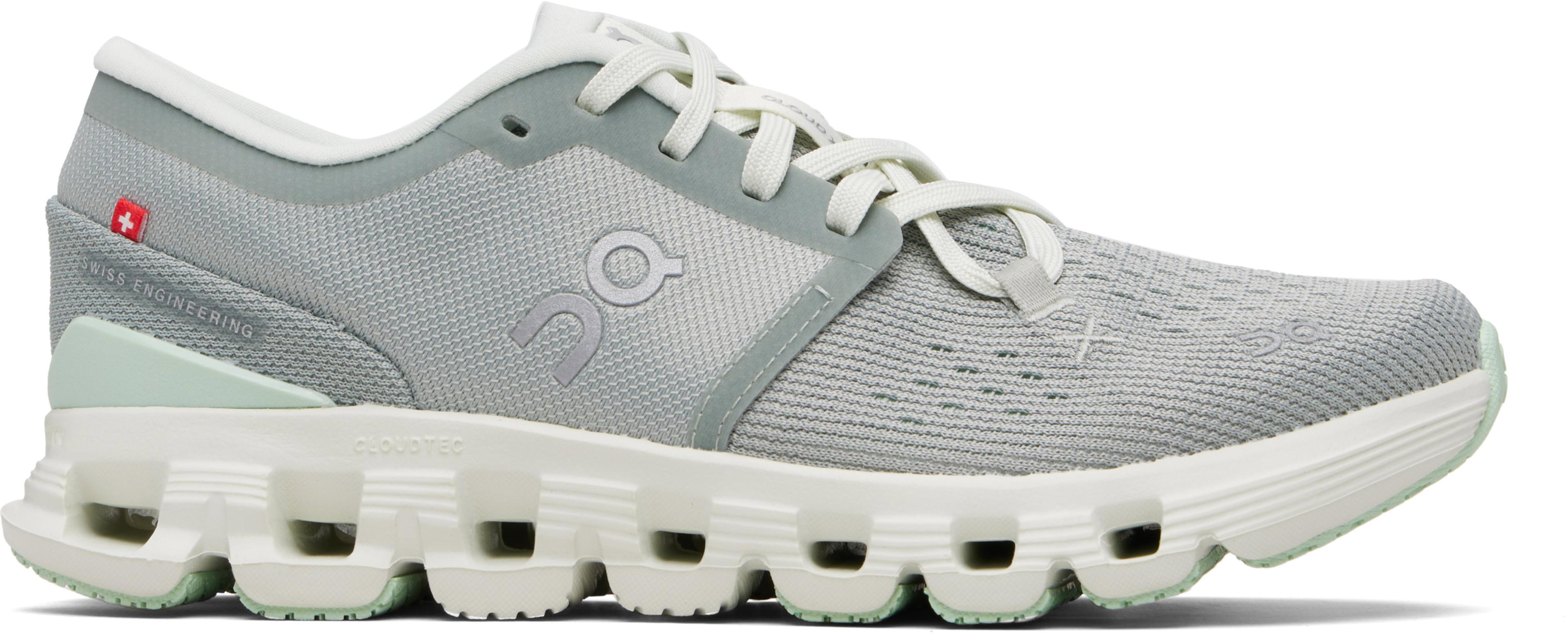 Gray & Green Cloud X 4 Sneakers by ON RUNNING