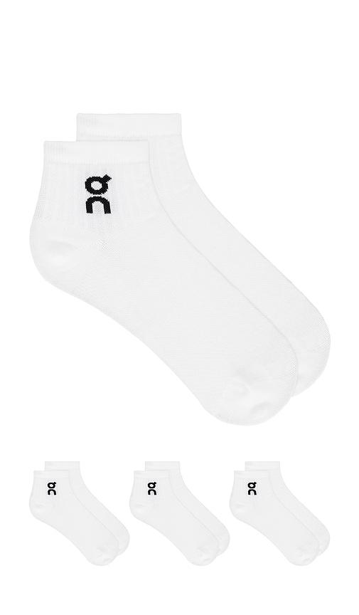 On Logo Sock Mid 3 Pack in White by ON RUNNING