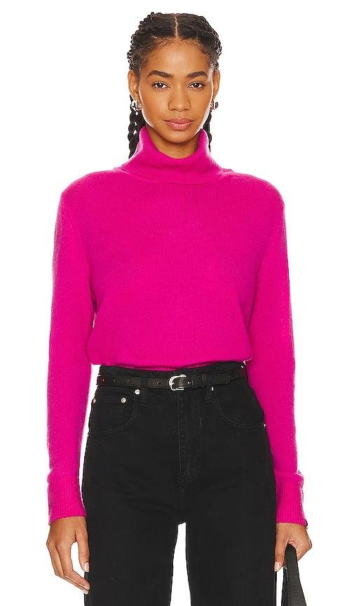 One Grey Day Sloane Cashmere Turtleneck in Fuchsia by ONE GREY DAY