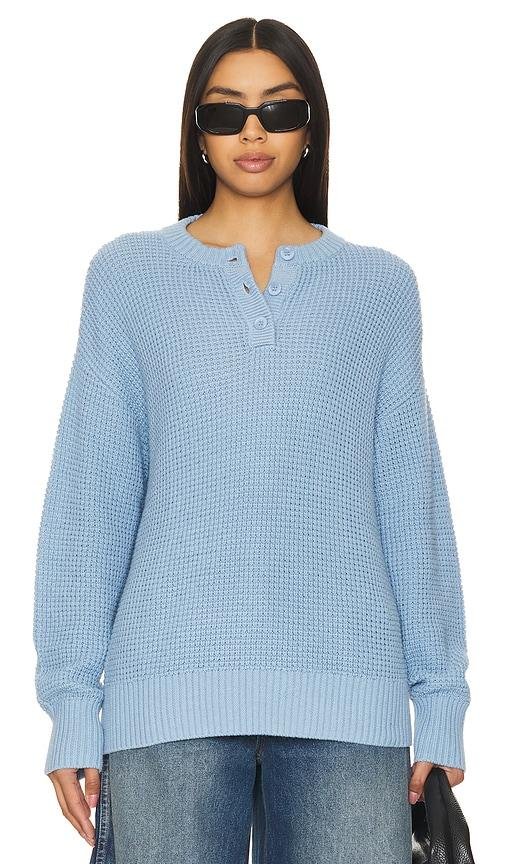One Grey Day Vik Henley Pullover in Baby Blue by ONE GREY DAY