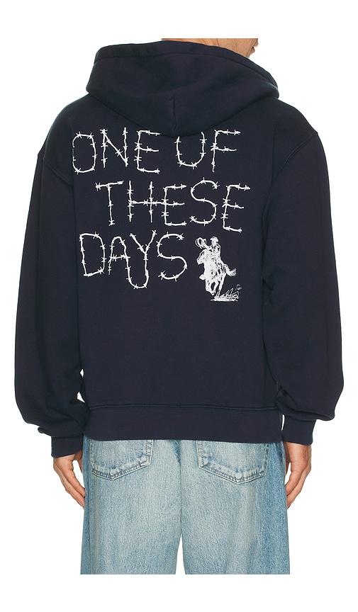 ONE OF THESE DAYS Barbed Zip Up Hoodie in Navy by ONE OF THESE DAYS