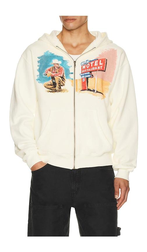 ONE OF THESE DAYS Mornings First Remark Zip Up Hoodie in White by ONE OF THESE DAYS