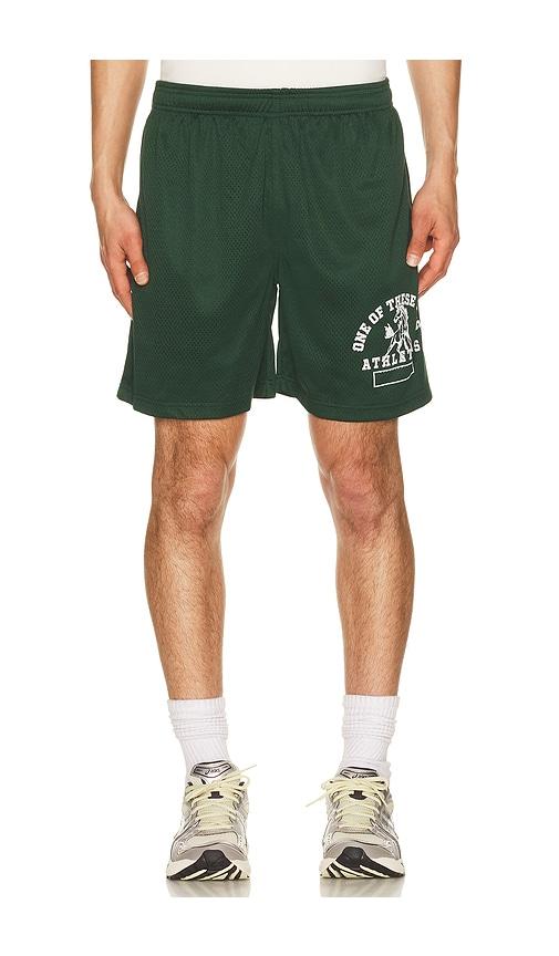 ONE OF THESE DAYS Mustang Athletics Mesh Shorts in Dark Green by ONE OF THESE DAYS