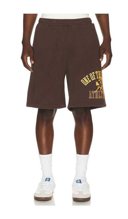 ONE OF THESE DAYS Mustang Athletics Sweat Short in Brown by ONE OF THESE DAYS