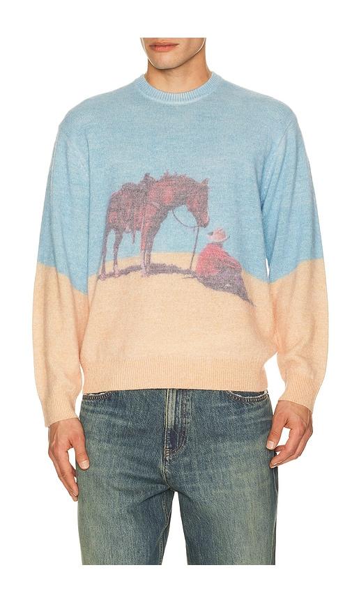 ONE OF THESE DAYS So Far Away Printed Sweater in Blue,Brown by ONE OF THESE DAYS