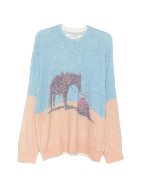 graphic-print intarsia-knit sweater by ONE OF THESE DAYS