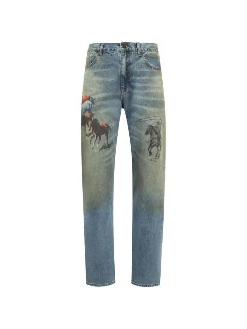 graphic-print straight-leg jeans by ONE OF THESE DAYS