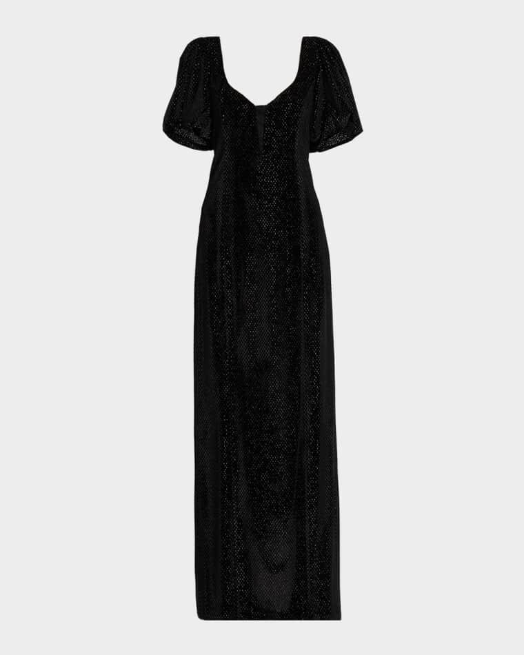 The Eliza Crushed Velvet Puff-Sleeve Gown by ONE33 SOCIAL