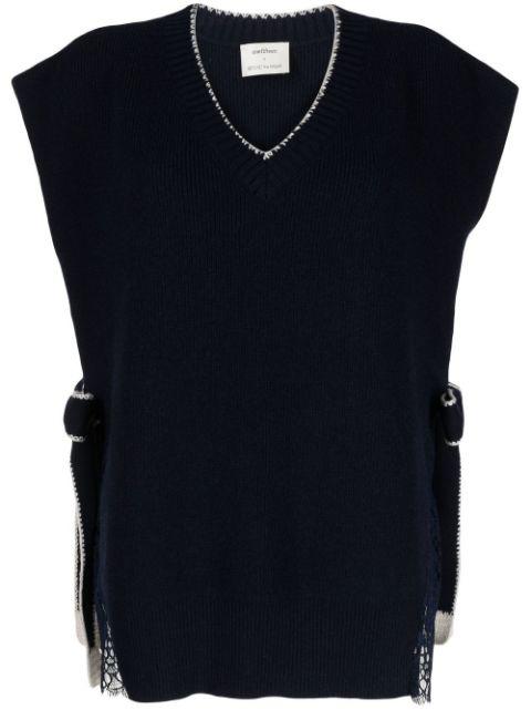 side-tie detail knitted vest top by ONEFIFTEEN