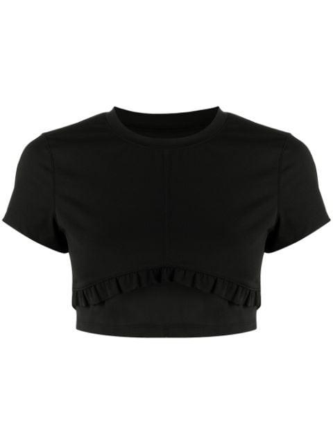 x BEYOND the RADAR cropped ruffle-trim T-shirt by ONEFIFTEEN