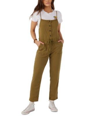 Juniors' Francina Button-Front Straight-Leg Overalls by O'NEILL