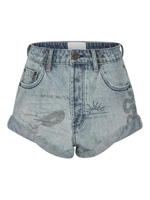 Bandits Tattoo denim shorts by ONETEASPOON