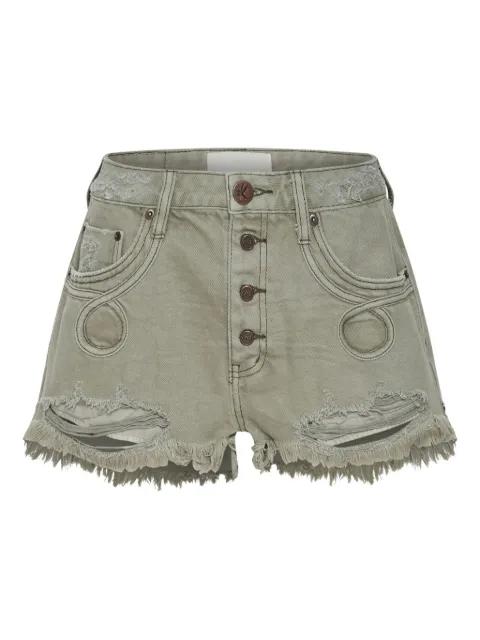 Le Wolves Le Loop buttoned frayed shorts by ONETEASPOON